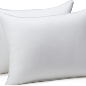 Down Alternative Pillows for Stomach and Back Sleepers, Soft Density, Standard, Pack of 2, White, 26 in L x 20 in W