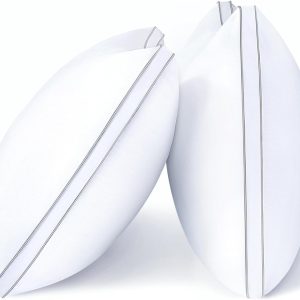 Pillows Queen Size Set of 2,  Quality, Down Alternative Gusseted Bed Pillows for Side, Back, or Stomach Sleepers, White