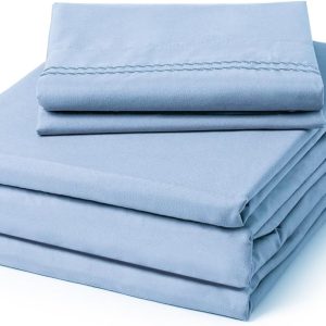 Shrink-Resistant Light Blue Embroidered Twin Set