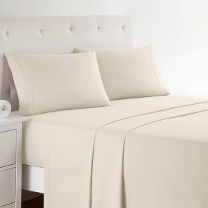 Wrinkle-Resistant & Stain-Resistant Beige Queen Set