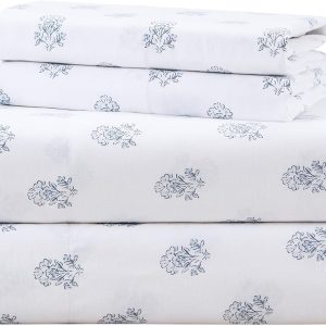 Blue Floral Pure Cotton Queen Set